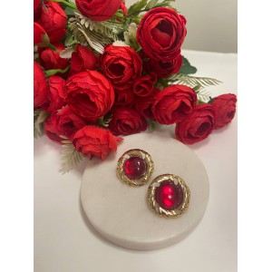 Red Circle Earrings