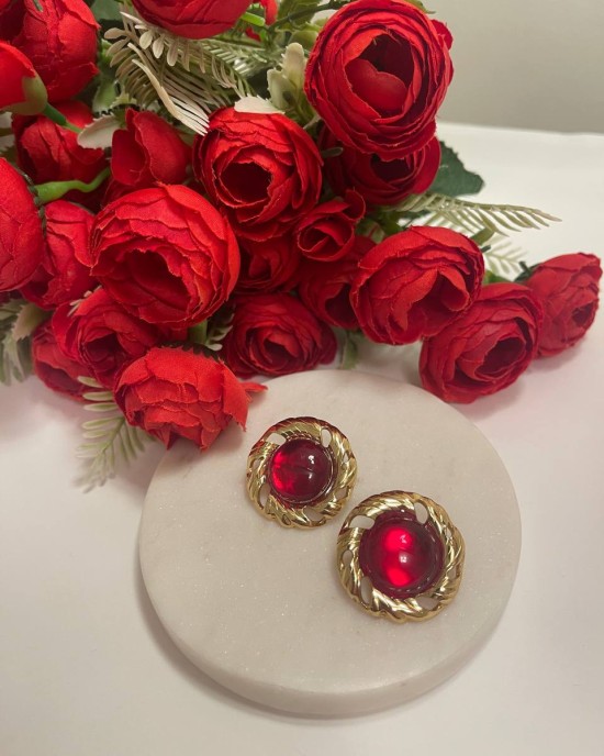 Red Circle Earrings
